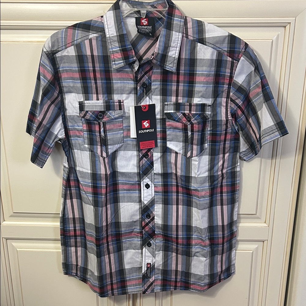 South Pole Men's Multicolor Plaid Button Down Shirt